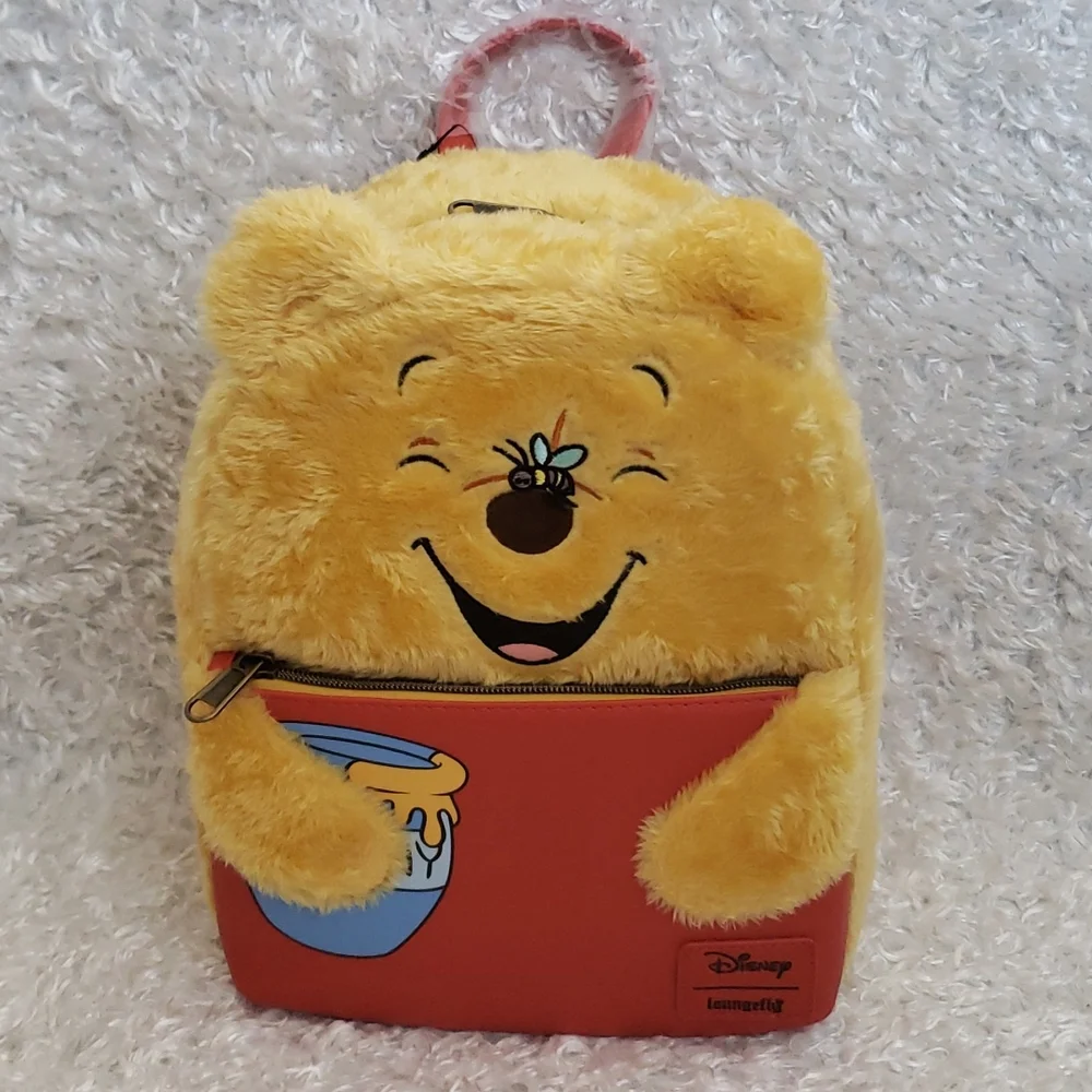 Loungefly Winnie the Pooh Fuzzy mini backpack and cardholder